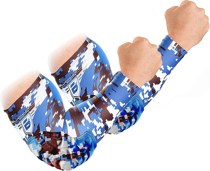 Bucwild Sports B Padded Elbow Arm Sleeves for Basketball Football Volleyball Youth & Adult Size