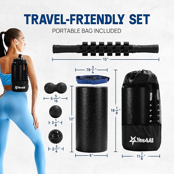 Yes4All High-Density EPP Round Back Roller Foam, Exercise Foam Roller for Yoga, Pilates &