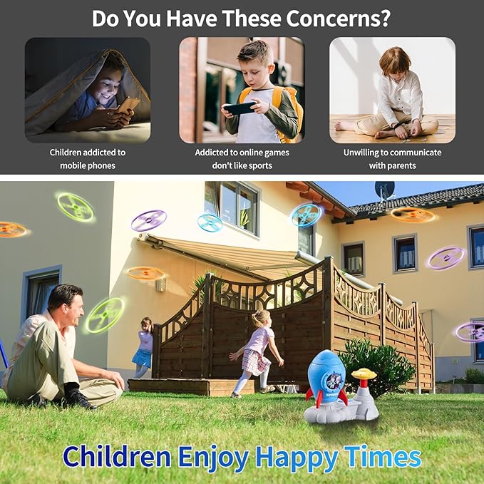 Outdoor Toys for Kids Ages 3-8: Flying Disc Launcher Toy Chasing Games - Summer Outside Yard