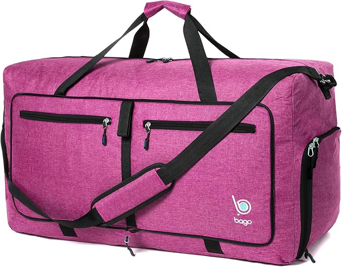 Bago Foldable Duffel Bags for Traveling Women & Men - 60L Medium Packable Duffle Bag for Travel