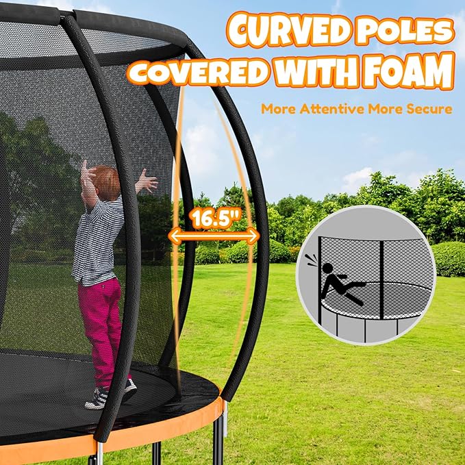 14FT & 16FT Trampoline for Kids & Adults, Big Round Trampoline with Basketball Hoop, Sprinkler &