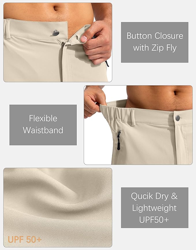 Pudolla Men's Hiking Cargo Shorts 9" Lightweight Outdoor Work Shorts for Men Travel Golf Camping