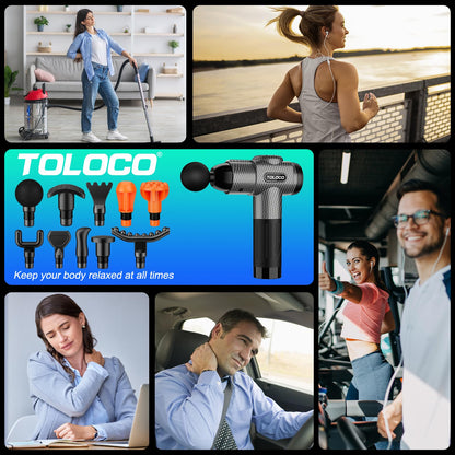 TOLOCO Massage Gun, Deep Tissue Back Massage for Athletes for Pain Relief, Percussion Massager with