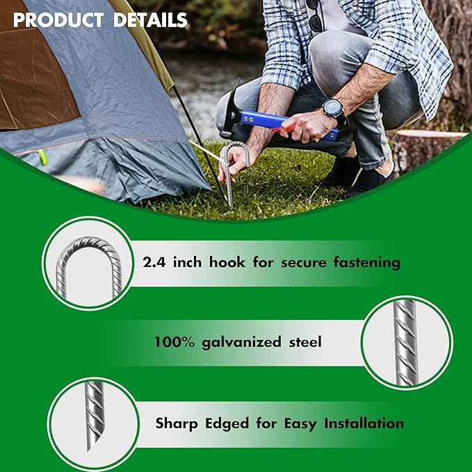 Eurmax USA Trampolines Stakes Heavy Duty Ground Stakes Canopy Parts Wind Stake with Rope 12 Inch