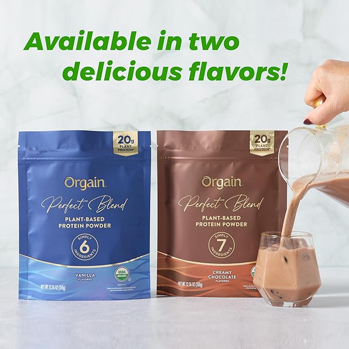 Orgain Organic Vegan Perfect Blend Protein Powder, 20g Clean Plant Protein, 6 Ingredients, <1g