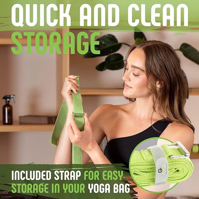 Gradient Fitness Yoga Strap, Friction-Less Easy-Feed Buckle, Super Soft Cotton/Polyester Blend