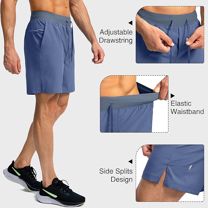 Men's Running Shorts with Zipper Pockets 9 Inch/ 7 Inch / 5 Inch Lightweight Quick Dry Gym Workout