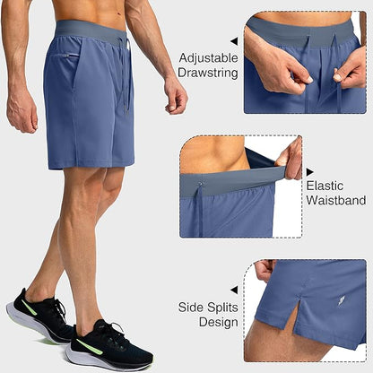 Men's Running Shorts with Zipper Pockets 9 Inch/ 7 Inch / 5 Inch Lightweight Quick Dry Gym Workout