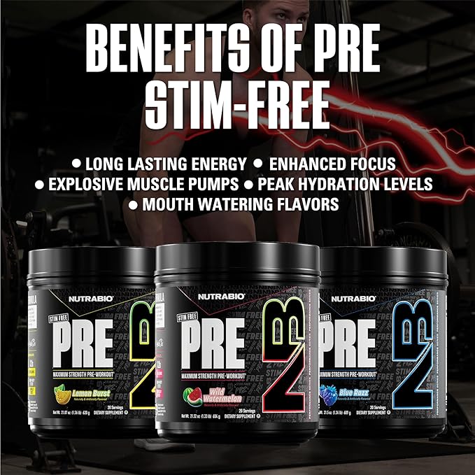 NutraBio STIM-Free PRE Workout for Men, New Formula | Laser Focus, Extreme Pumps | Performance