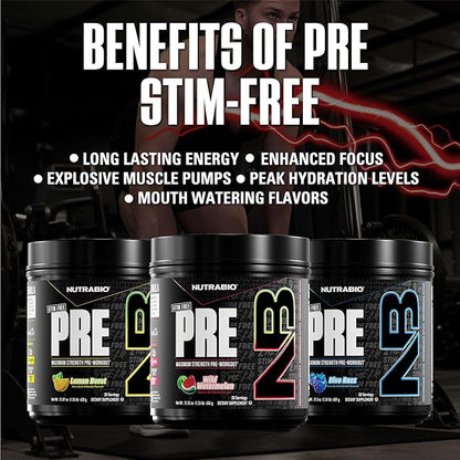 NutraBio STIM-Free PRE Workout for Men, New Formula | Laser Focus, Extreme Pumps | Performance