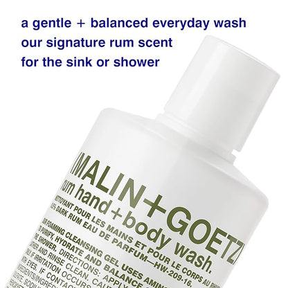 Malin + Goetz Rum Hand & Body Wash, 16 Fl. Oz. – Men & Women Natural Body Wash For All Skin Types