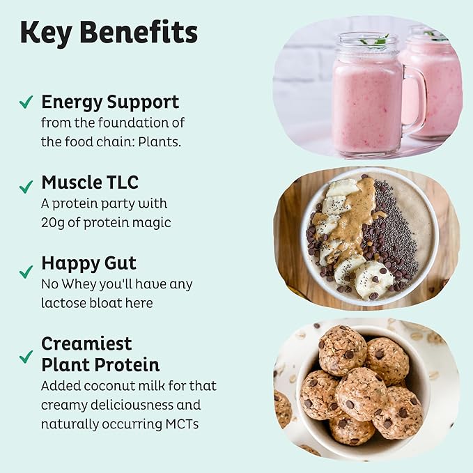 KOS Vegan Protein Powder, Unflavored & Unsweetened - Low Carb Pea Protein Blend, Organic Superfood