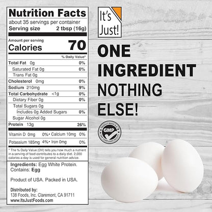 It's Just! - Egg White Protein Powder, Made in USA from Cage-Free Eggs, Dried Egg Whites