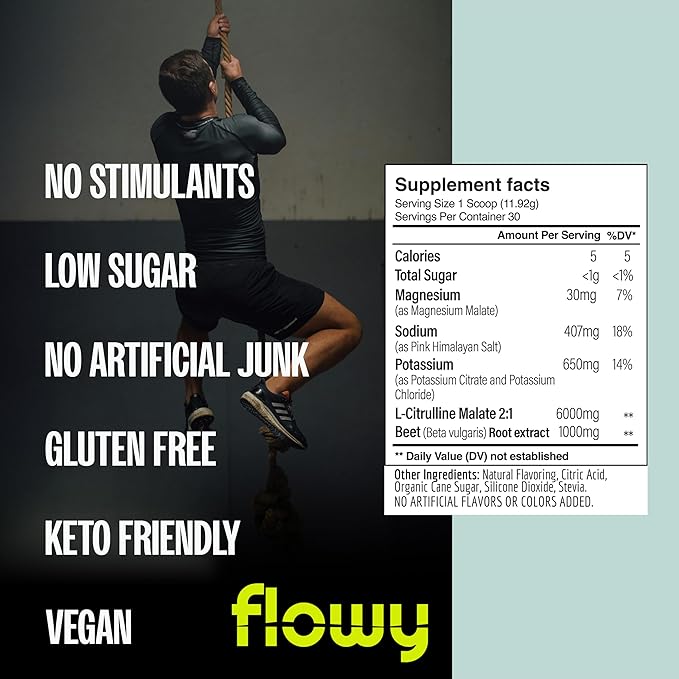 flowy Stim Free Pre Workout ??Nitric Oxide Booster for Men & Women | All Natural, Hydration, Non