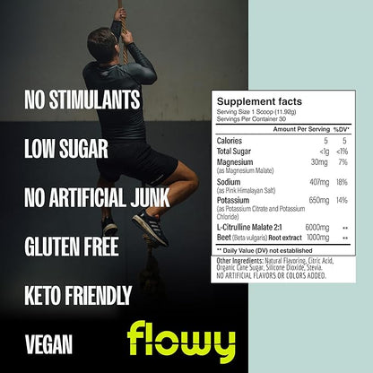 flowy Stim Free Pre Workout ??Nitric Oxide Booster for Men & Women | All Natural, Hydration, Non