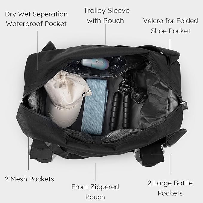 Gym Bag for Men with 2 Upgraded Bottle Holders Convertible Duffle Bag and Gym Backpack Waterproof