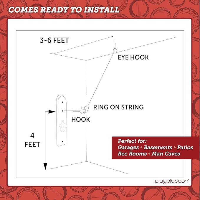 Play Platoon Hook and Ring Toss Bar Game for Adults - Wood Toss Ring Game for Adults - Perfect