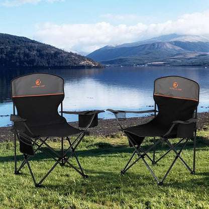 HIGH POINT SPORTS 2 Pack Portable Camping Chair for Adults, Folding Outdoor Camp Chair Lightweight
