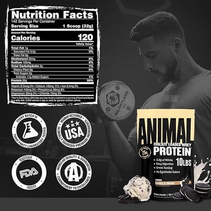 Animal Whey Isolate Protein Powder - Loaded for Pre & Post Workout Muscle Builder and Recovery with