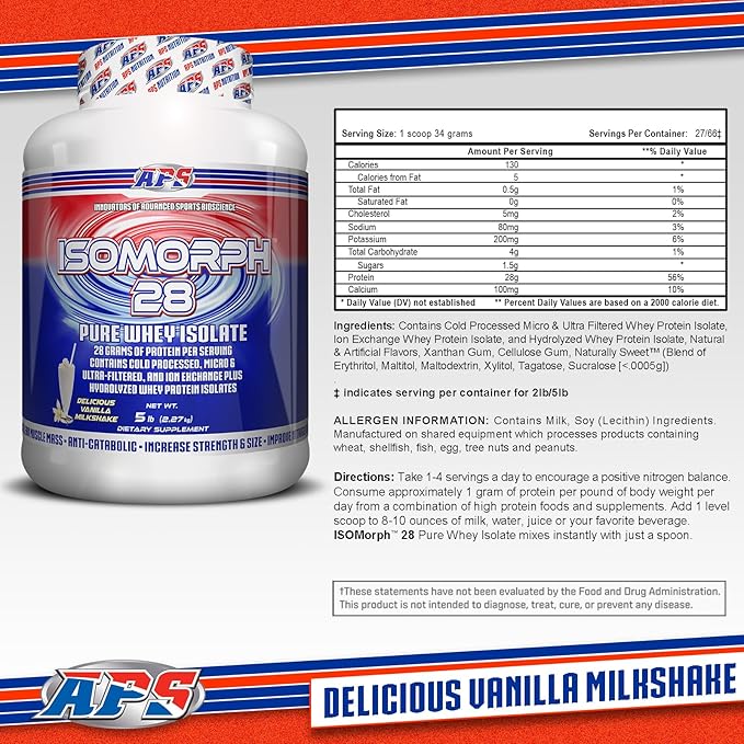 APS Nutrition Isomorph 28 Protein Powder | Pure Whey Isolate | Cold Pressed, Ultra- Filtered, & Ion