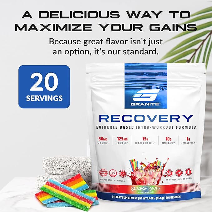 Granite Nutrition Recovery - Premium Intra-Workout Drink with EAAs, Cluster Dextrin, Sensoril &