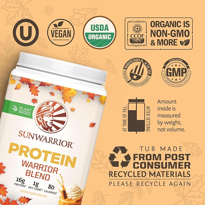 Sunwarrior Vegan Protein Powder Plant-Based USDA Organic Protein BCAA Amino Acids Hemp Seed Keto