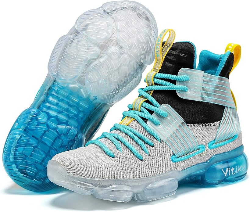 VITUOFLY Kids Basketball Shoes Boys Air Cushion Sneakers Girls Mid Top School Hoops Shoes Non-Slip