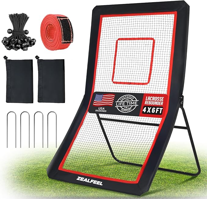 Lacrosse Rebounder, 4x7FT/4x6FT Lacrosse Rebound for Backyard with 5 Rebound Angles, Target Strip
