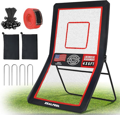 Lacrosse Rebounder, 4x7FT/4x6FT Lacrosse Rebound for Backyard with 5 Rebound Angles, Target Strip