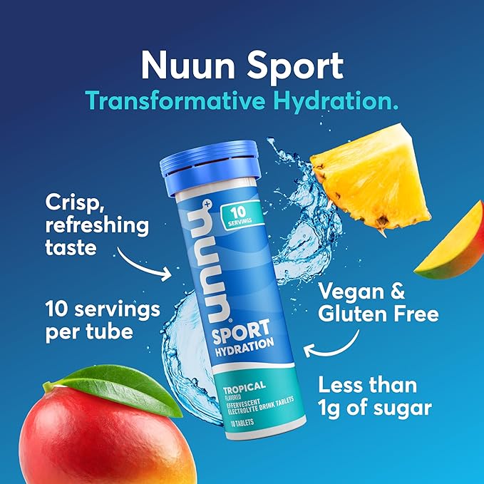Nuun Sport Electrolyte Tablets with Magnesium, Calcium, Potassium, Chloride & Sodium, Gluten Free &