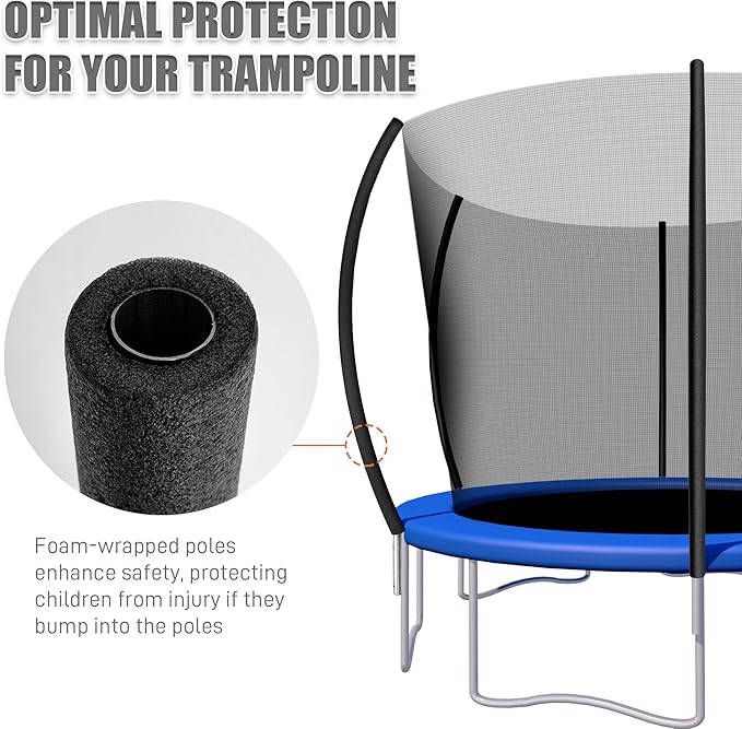 2PCS Trampoline Curved Poles, Universal Trampoline Replacement Enclosure Poles to Fit 8-16FT Curved