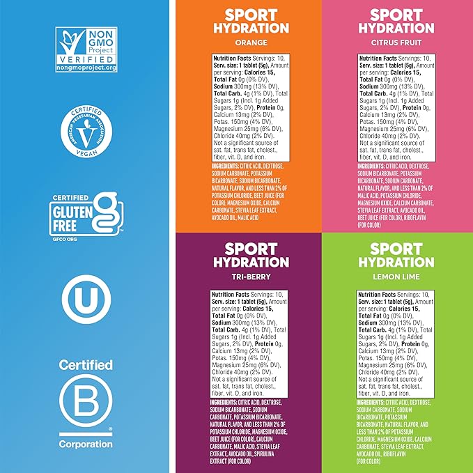 Nuun Sport Electrolyte Tablets with Magnesium, Calcium, Potassium, Chloride & Sodium, Gluten Free &