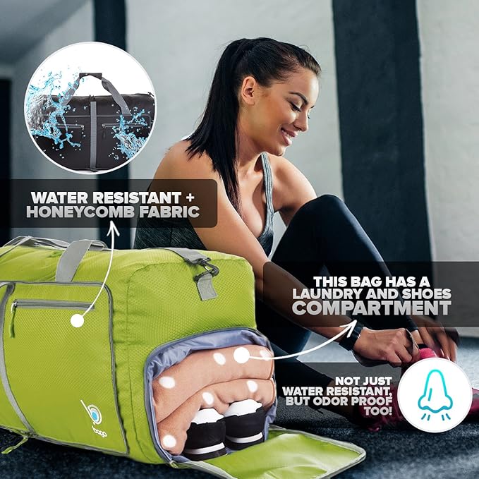 Bago Foldable Duffel Bags for Traveling Women & Men - 60L Medium Packable Duffle Bag for Travel