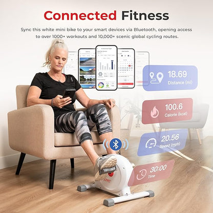 Sunny Health & Fitness Smart Under-Desk Bike Exerciser, Low-Impact Cardio Cycling Equipment for