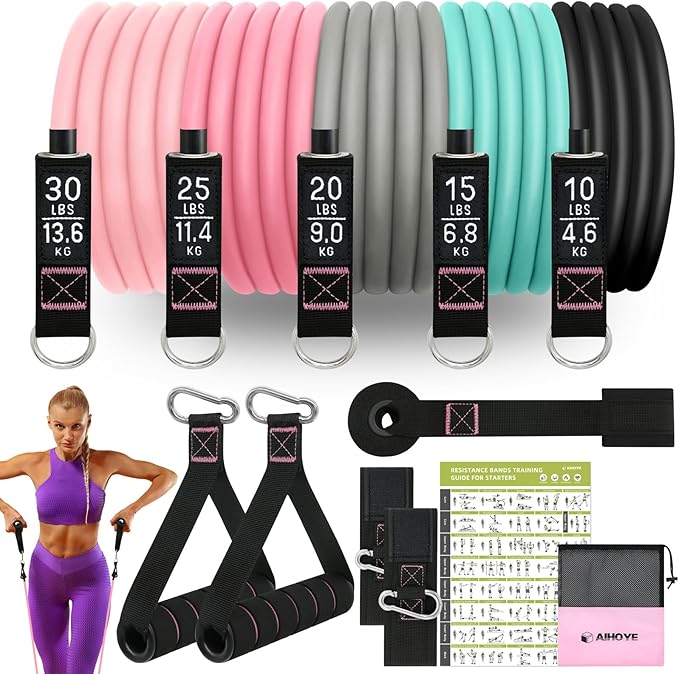 Aihoye Resistance Bands for Working Out, Exercise Bands with Handles, Stretch Bands for Exercise