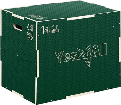Yes4All 3 in 1 Non-Slip Wooden Plyo Box, Step Up Box for Workout, Plyometric Jump Box for Skipping