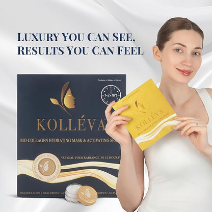 Kolléva Collagen Hydrogel Masks ?“Instant 2-Hour Glow | 4 Clinical Level Masks | U.S. Skincare