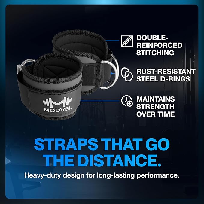 Modvel Gym Ankle Strap for Cable Machines ??Glute & Leg Kickback Ankle Straps for Gym Workouts