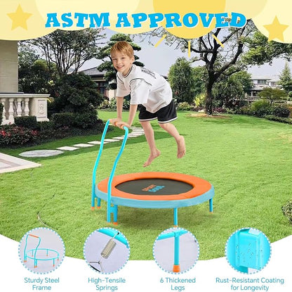 SPORTSOUL Mini Trampoline for Kids 3-6 with Super Safe Foam Handle Bar, 3ft Toddler Trampoline