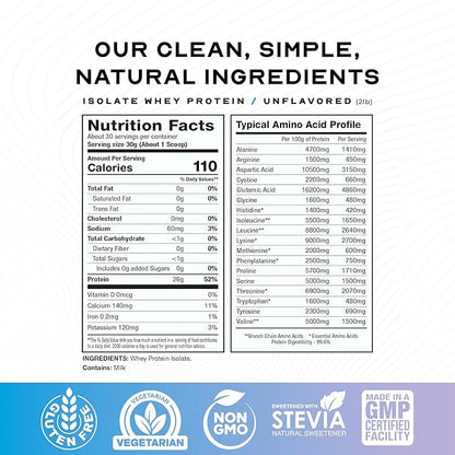 Muscle Feast Grass-Fed Whey Protein Isolate, All Natural Hormone Free Pasture Raised, Whey Isolate