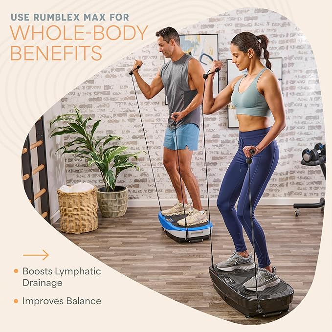 Lifepro Rumblex Max 4D Black Vibration Plate Exercise Machine with Loop Resistance Bands for Home