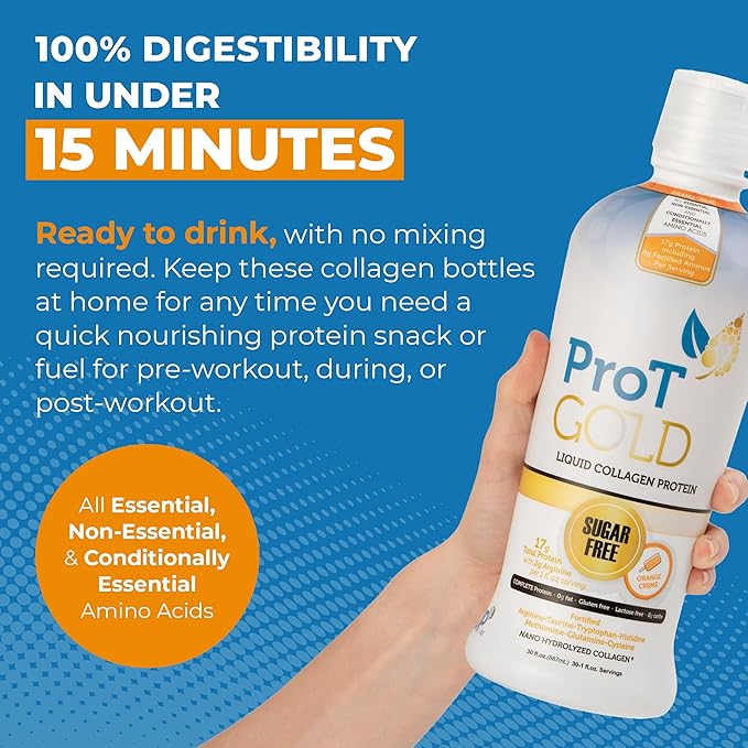 Liquid Collagen Protein Shot, 17g Clear Protein Nano-Hydrolyzed Grass Fed Collagen, 2g Arginine for