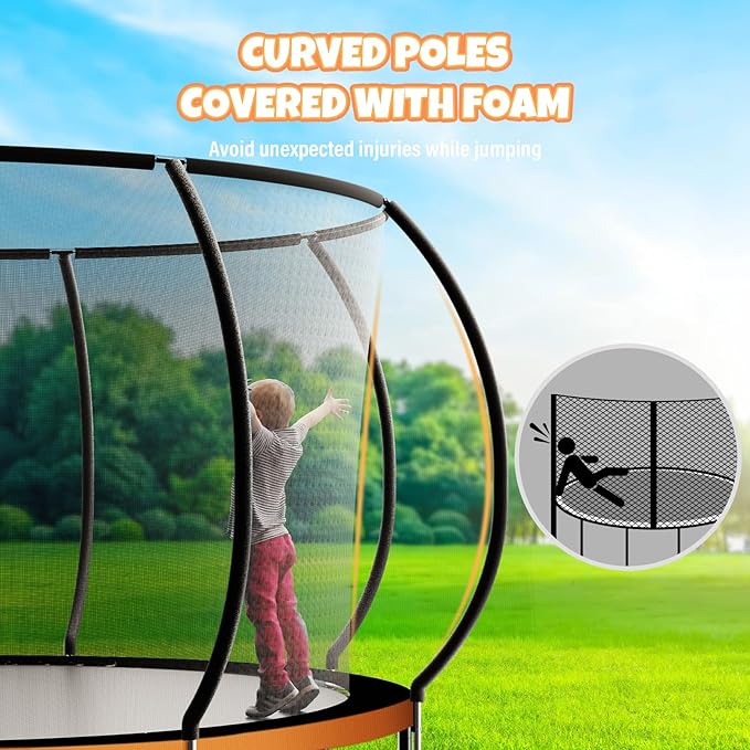 Trampoline 8FT 10FT 12FT 14FT 16FT, Outdoor Trampolines for Kids and Adults, Recreational