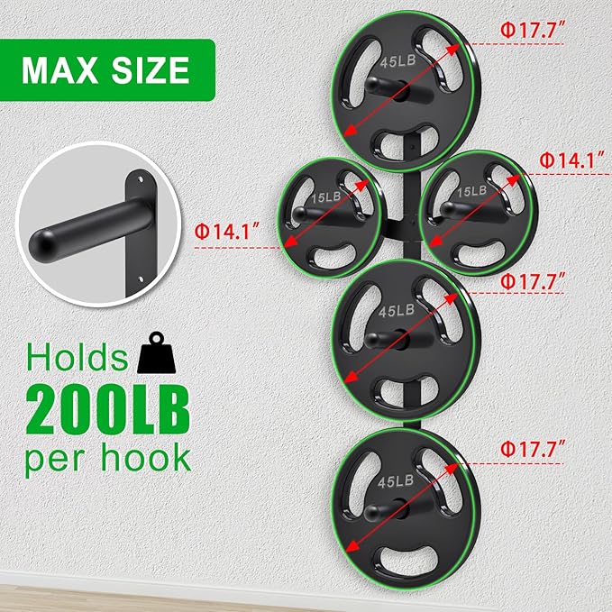 "Kipika Weight Plate Storage Rack - Wall Mounted Weight Plate Holder with Durable Steel