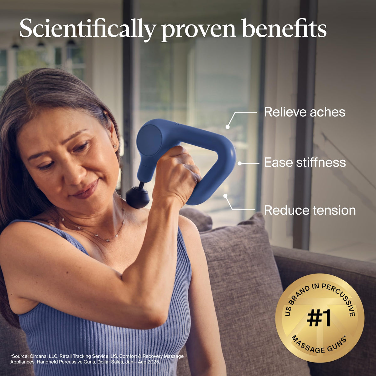 TheraGun Therabody Relief Massage Gun | for Daily Comfort | 3-Speed | Navy