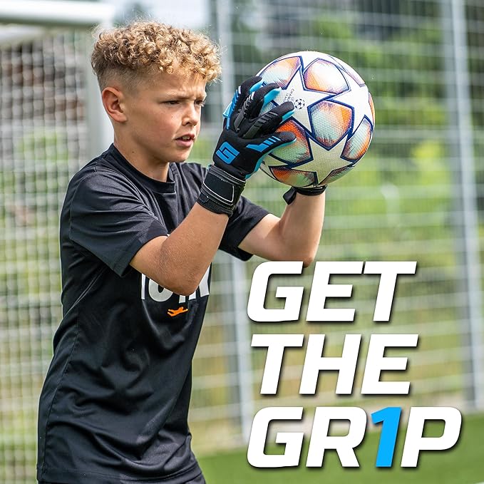 GRIPMODE Aqua Junior Goalkeeper Gloves Children with Fingersave and Individual Removable Finger