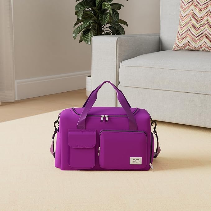 FIORETTO Women's Gym Duffle Bag with Shoes Compartment, 37L Capacity, Ideal for Travel, Gym