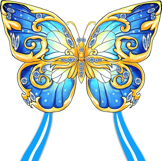 Xida Butterfly Kite for Kids & Adults, Easy to Fly, Ages 4-8, Large Kite with 300ft Handle, Perfect