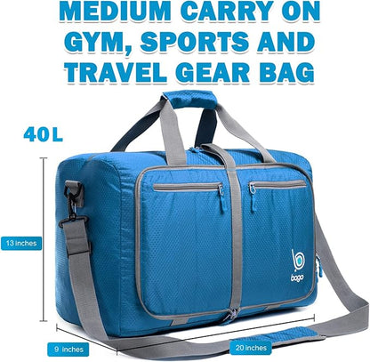 Bago Foldable Duffel Bags for Traveling Women & Men - 40L Sports Packable Duffle Bag for Travel