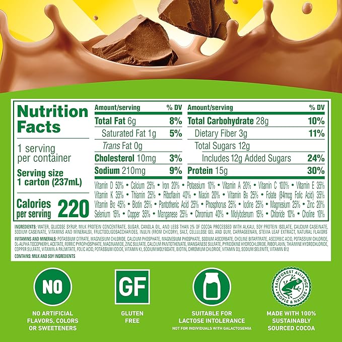 Carnation Breakfast Essentials High Protein with Fiber Ready-to-Drink, 8 FL OZ Carton, Rich Milk